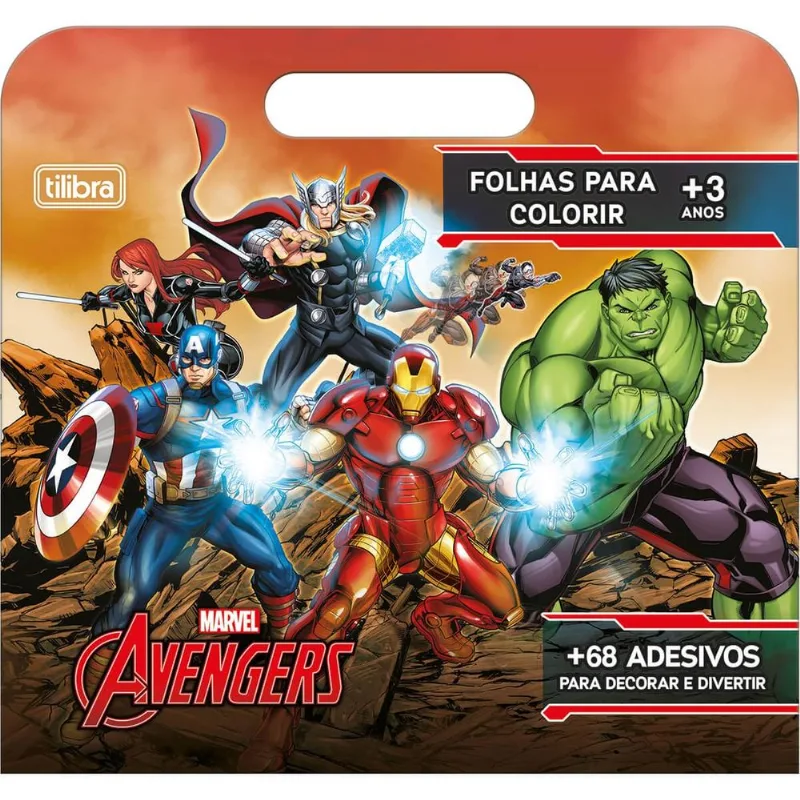 Maleta Folhas Para Colorir 8 Folhas Avengers