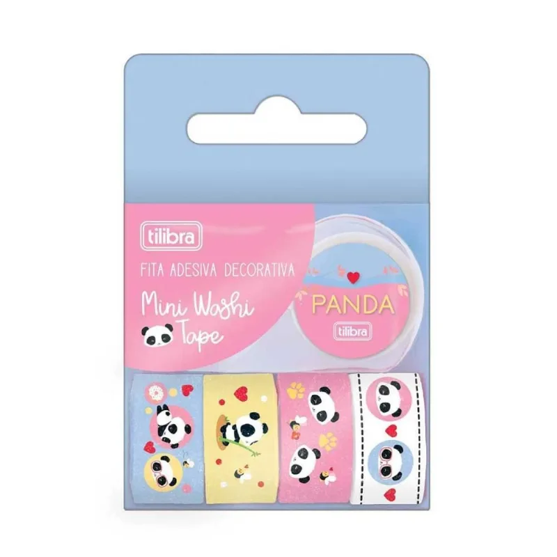 Mini Fita Adesiva Washi Tape Panda 3M Tilibra - 891819