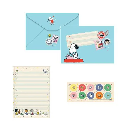 Papel De Carta Com Envelope E Adesivo Snoopy - LC - Papelaria