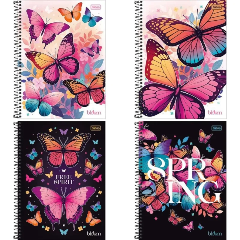 Caderno 01X1 Capa Dura Bloom 80 Folhas PCT.C/04 - Tilibra - Papelaria