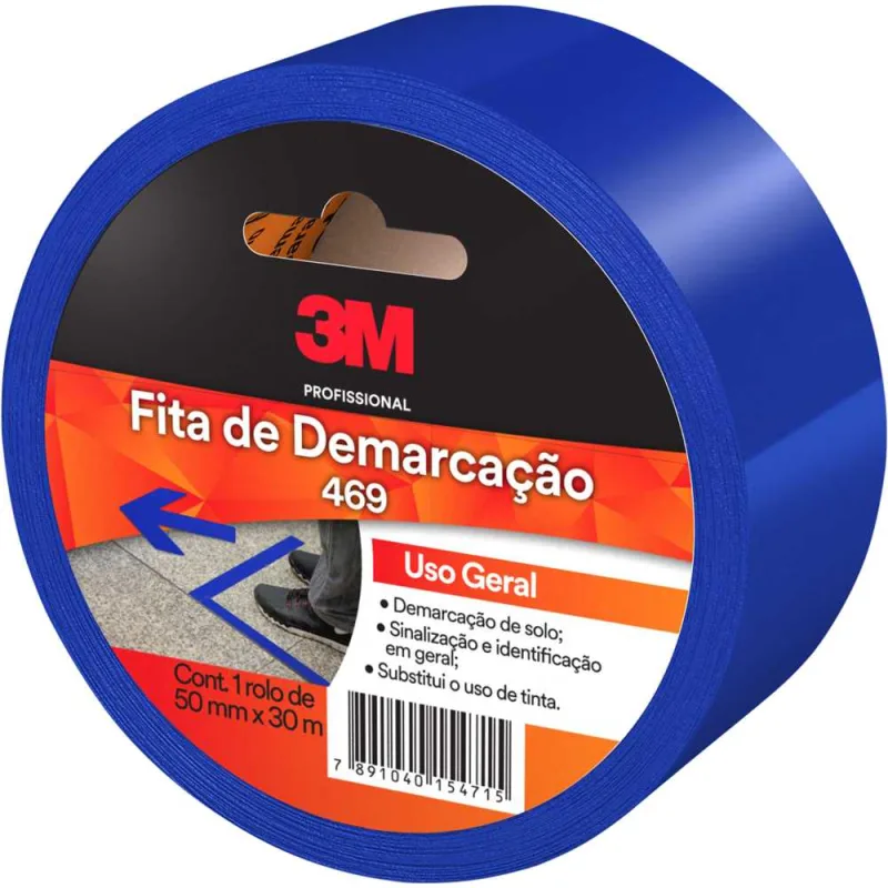 Fita de demarcação de solo azul 50 mm x 30 m - 3M - 3M - Epi