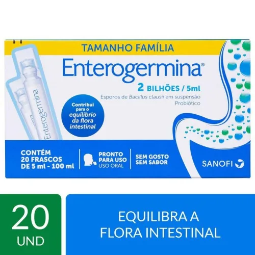PROBIÓTICO ENTEROGERMINA 5ML SANOFI 20 FRASCOS - SANOFI - Vida Saudável