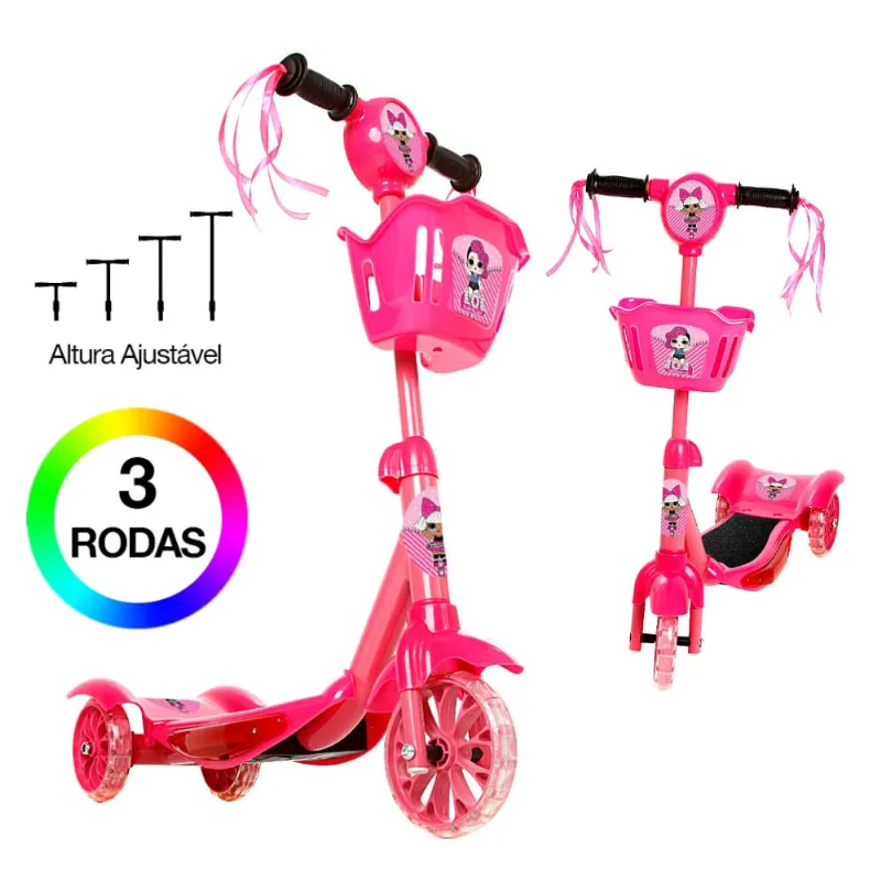 Brinquedo Patinete Infantil Lol Surprise 3 Rodas Luz E Som