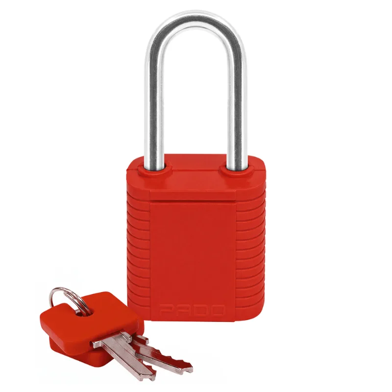 Cadeado ABS de Bloqueio 42mm Haste de Aço 02 Chaves Vermelho Pado 51022986 51022986