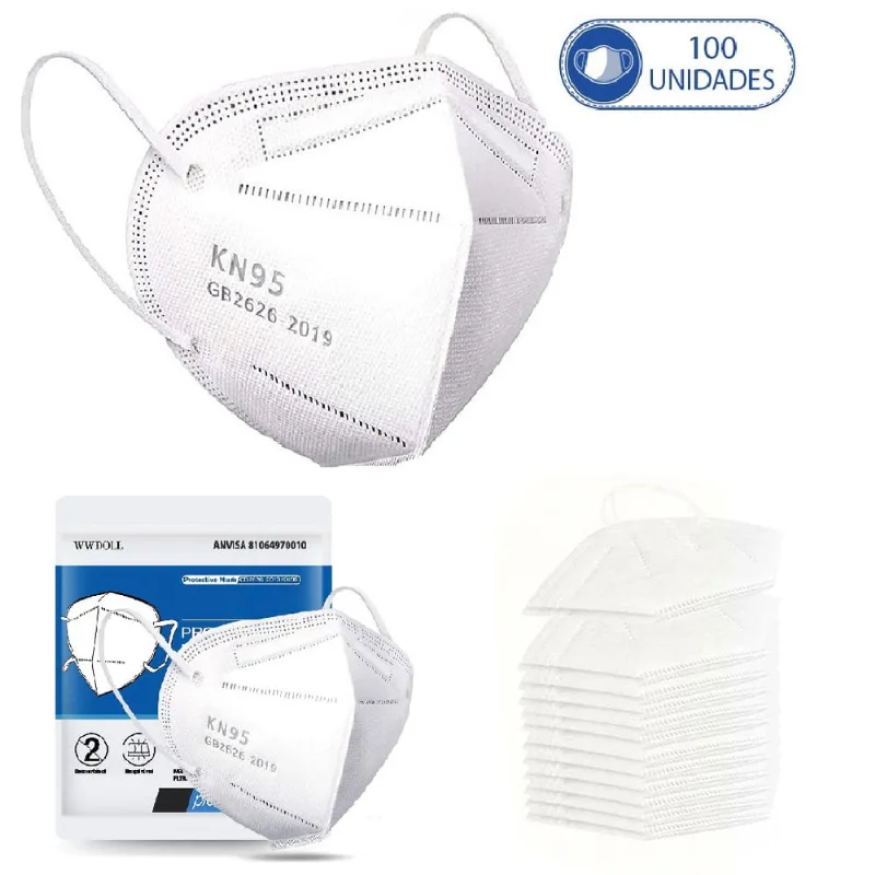 200 Máscaras Respiratórias KN95 Branca WWDoll Código Anvisa