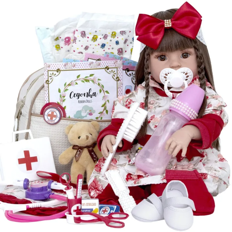 Boneca Bebê Reborn Realista 100% Silicone Baby 16 Itens Luxo