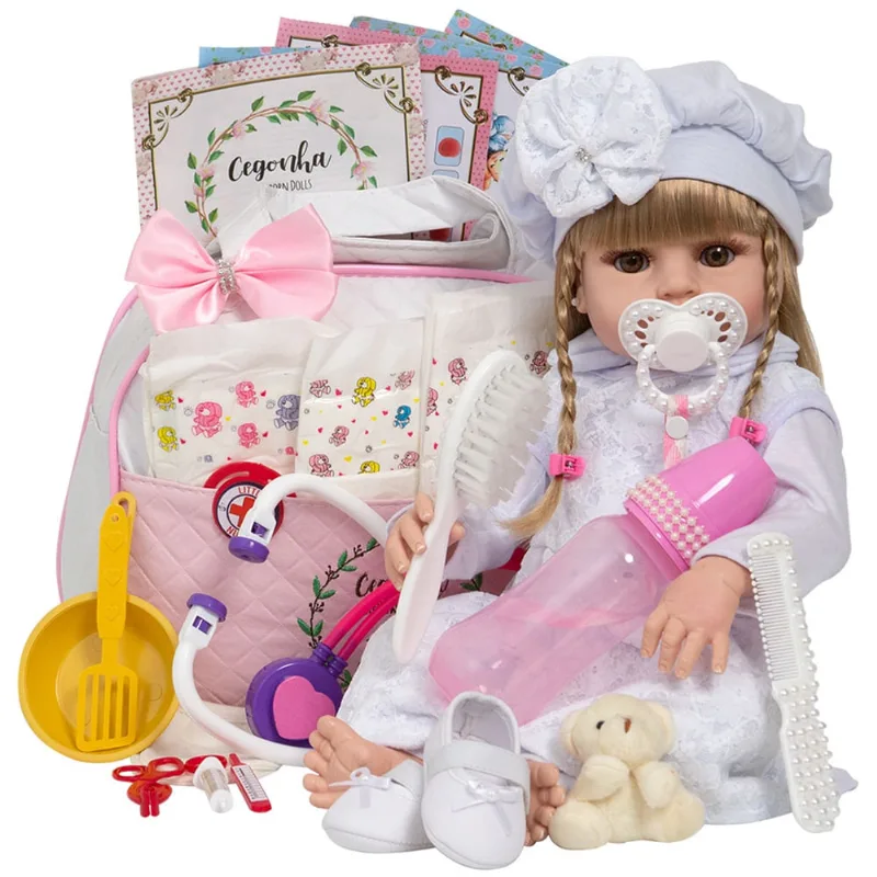 Bebe Tipo Reborn Menina Gatinha Corpo de Vinil Pode Banho