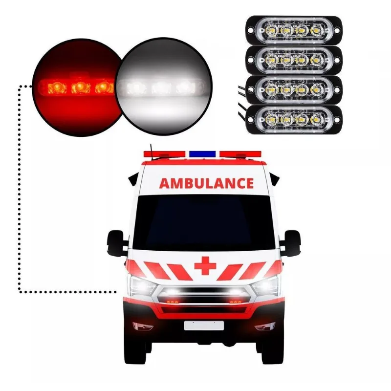 Kit Luz 16 Leds Estroboscópica De Emergência Flash Strobo