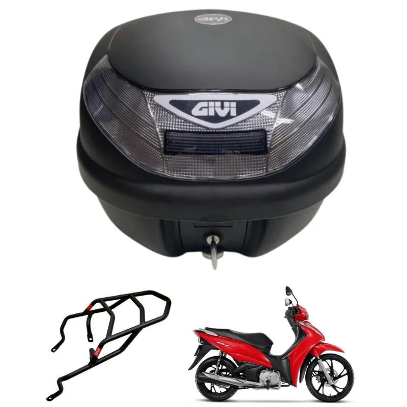 Kit Givi Bau E30nt + Suporte Sr1154 P Honda Biz 125 2016-18