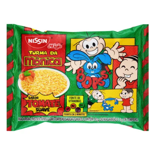 Macarrão Instantâneo Tomate Suave Nissin Miojo Turma Da Mônica Pacote 85g - TOMATE - Mercearia