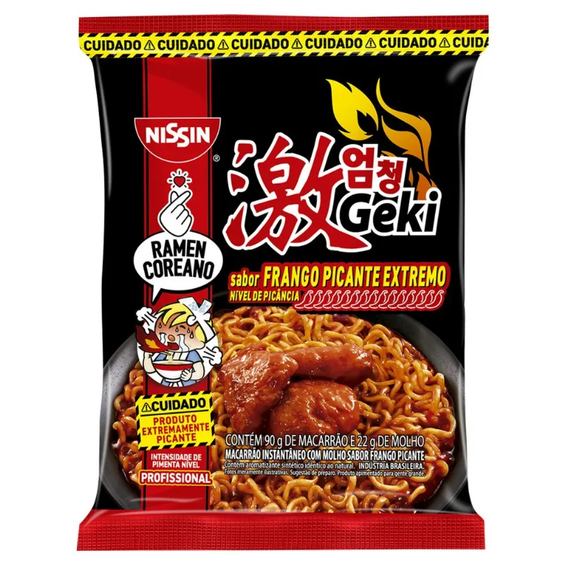 Macarrão Instantâneo Ramen Frango Picante Extremo Nissin Geki Pacote 112g