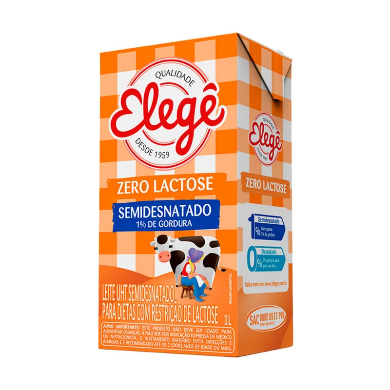 Leite Elege UHT Semi Desnatado Sem Lactose 1L