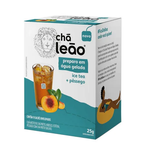 CHÁ ICE TEA PÊSSEGO CHÁ LEÃO CAIXA 25G 10 UNIDADES - CHÁ LEÃO