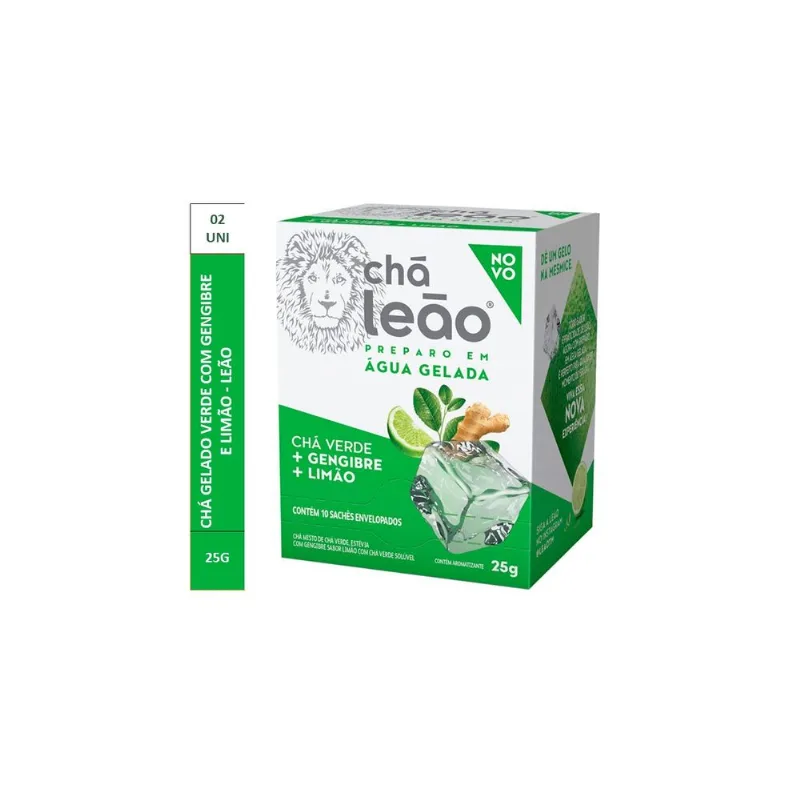 Chá Gelado Verde com Gengibre e Limão Leão Pack 2 Caixas 25g