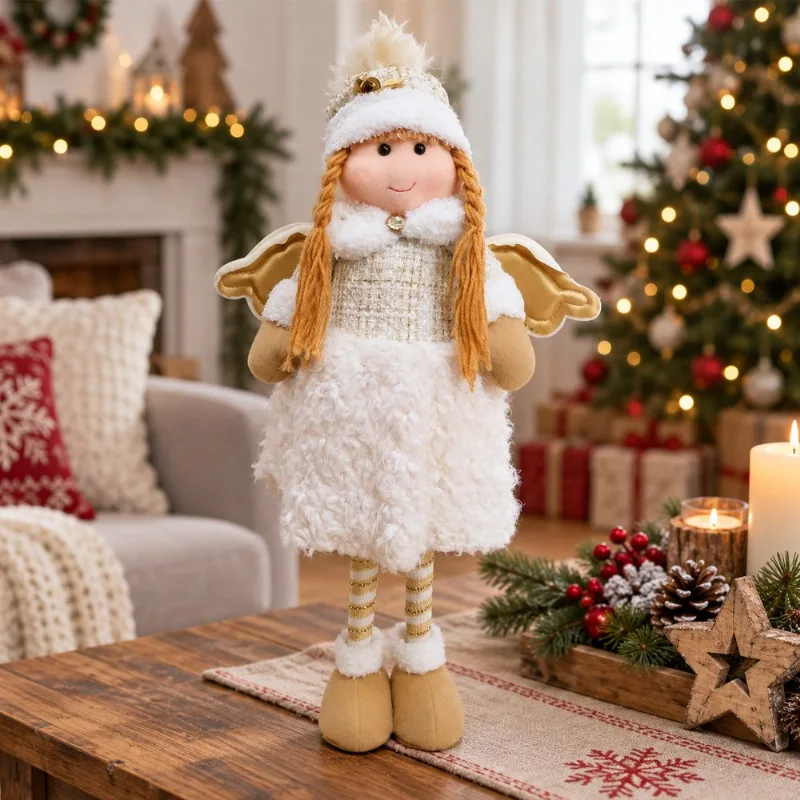 Anjo Natalino Pernas Ajustável Boneca Enfeite Decoração 60cm