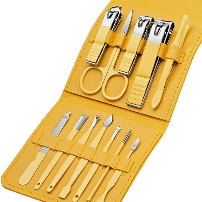 Kit Manicure Pedicure 12 em 1 Aço Inoxidável Eletromex com Estojo Portátil - Genérico - Saúde E Cuidados Pessoais