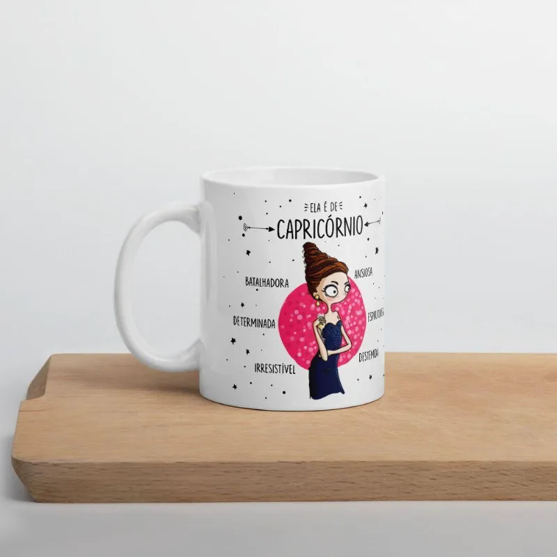 Caneca de Porcelana Ela é de Capricornio