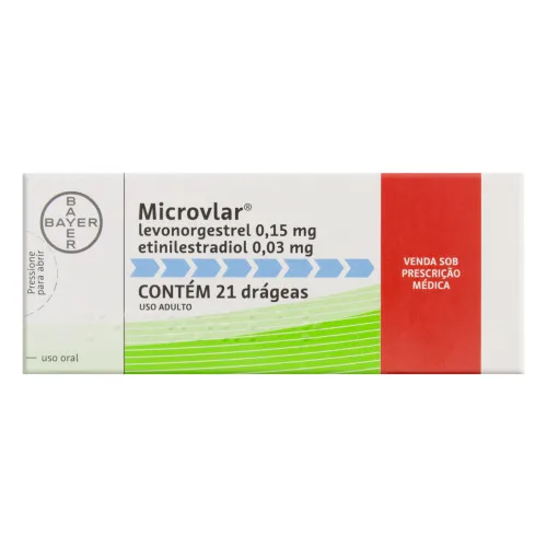 Microvlar 0,15 Mg 0,03 Mg 21 Drágeas Bayer - WALL FRAME - Farmácia