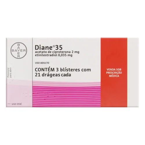 Diane 35 2 0,35mg Caixa 63 Drg - BAYER - Farmácia