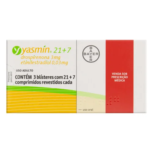 Yasmin 3 0,03mg Caixa 63 21 Comp Rev - BAYER - Farmácia