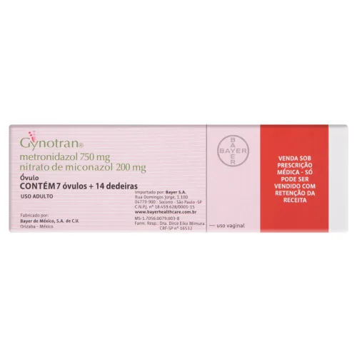 Gynotran 750 200mg Ovulo Ct 1 Strip X 7 14 Dedeiras - BAYER - Farmácia