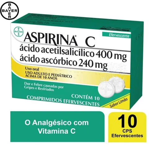 ASPIRINA C 400+240MG CAIXA 5 ENV X 2 COM EFV - BAYER - Produtos Farmacêuticos