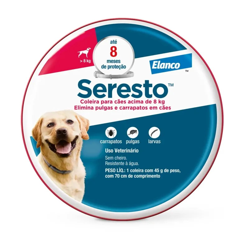 Coleira Antipulgas Seresto Cães Acima de 8kg - 8 Meses de Proteção - Seresto - Cachorro