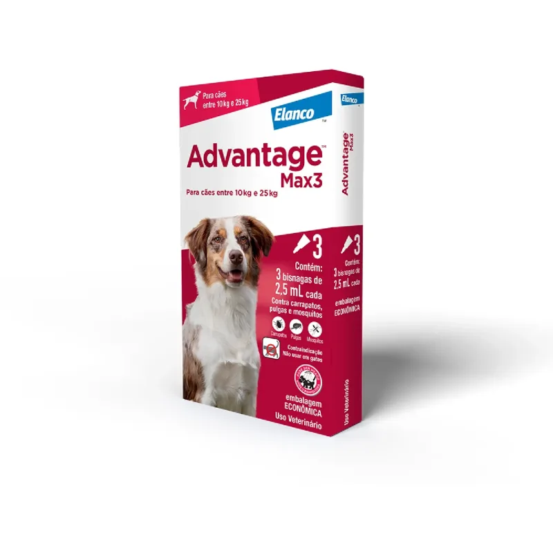 Antipulgas Advantage Max3 Cães 10kg a 25kg - Advantage - Cachorro