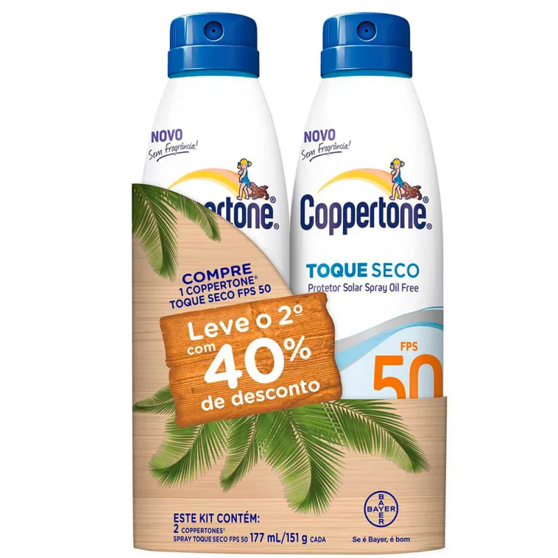 Kit Protetor Solar Coppertone Toque Seco FPS 50 177ml 2 Unidades - Coppertone - Protetor Solar