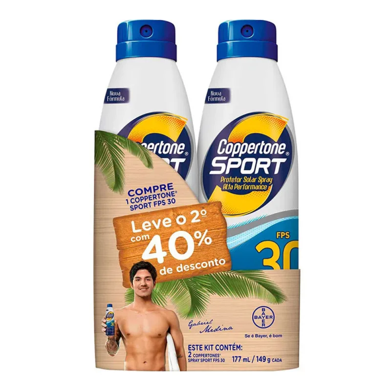 Kit Protetor Solar Coppertone Sport Spray FPS 30 177ml 2 Unidades - Coppertone - Protetor Solar