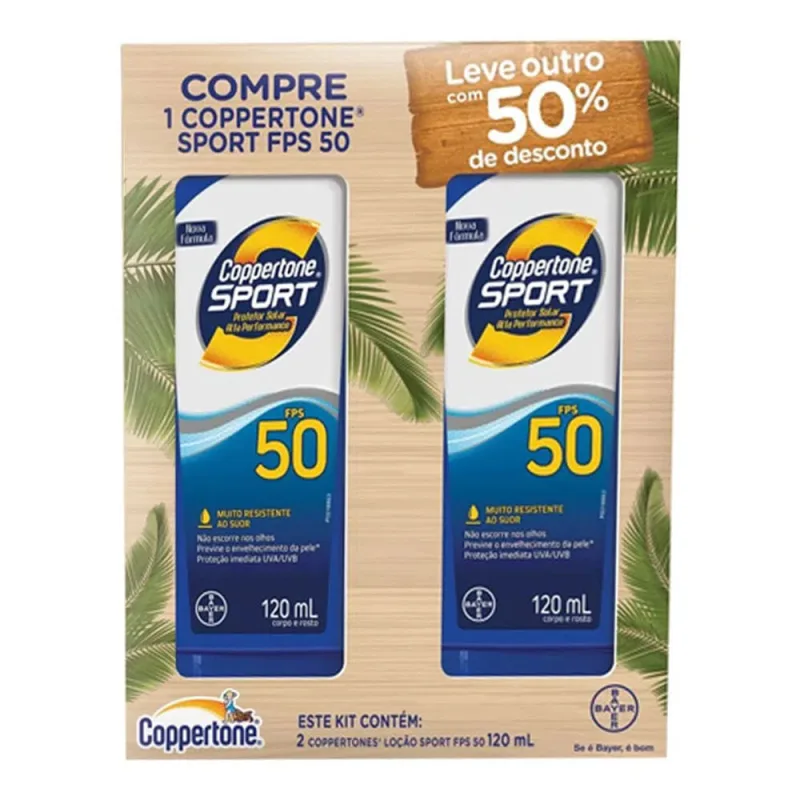 Kit 2 Protetor Solar Coopertone Sport Loção FPS50 120ml - Coppertone - Protetor Solar