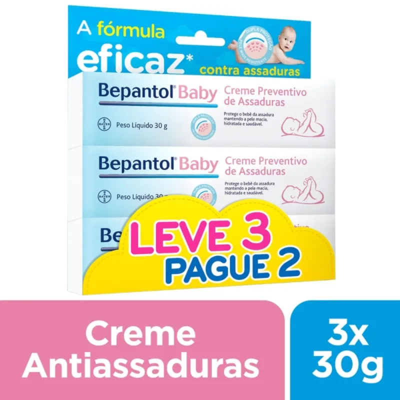 Kit Pomada para Assadura Bepantol Baby 30g 3 Unidades Leve 3 Pague 2 - Bepantol - Mamães E Bebês