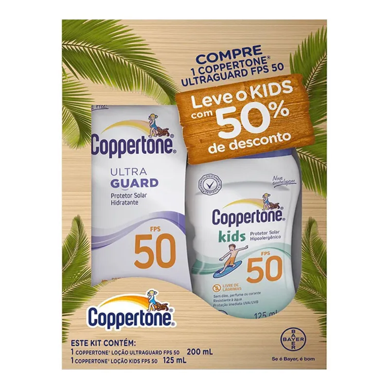 Kit Protetor Solar Coppertone Ultraguard Loção FPS 50 200ml + Kids FPS 50 125ml - Coppertone - Protetor Solar