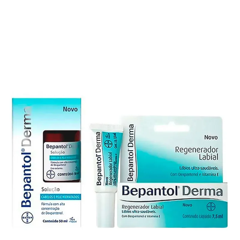 Kit Bepantol Derma Labial 7,5ml + Derma Solução 50ml