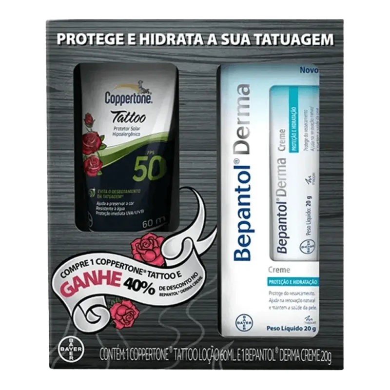 Kit Protetor Solar Coppertone Tatto FPS 50 60ml + Bepantol Derma Creme 20g - Coppertone - Protetor Solar