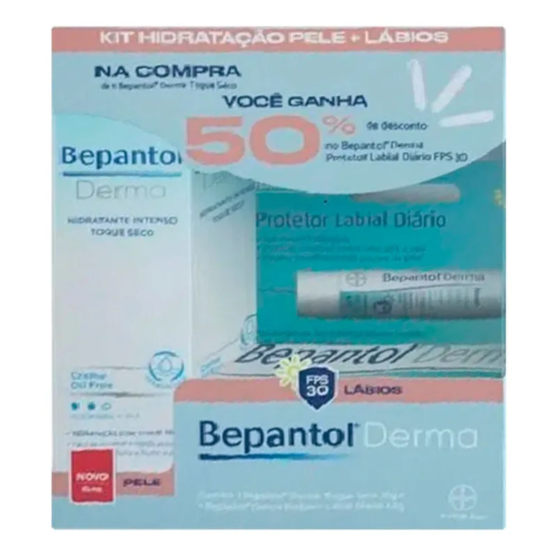 Kit Bepantol Derma Hidratante Intenso Toque Seco 30g + Protetor Labial 4,5g
