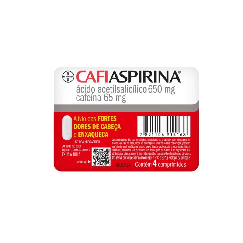 Analgésico Cafiaspirina 4 Comprimidos Bayer Analgesico Cafiaspirina 4 Comprimidos Bayer