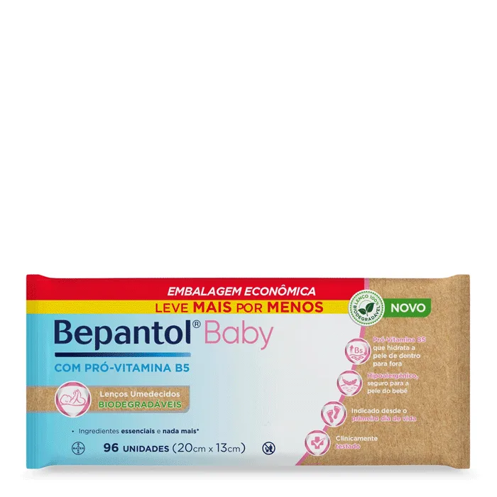 Lenço Umedecido Bepantol Baby Biodegradáveis 96 Unidades - Bepantol - Lenço Umedecido
