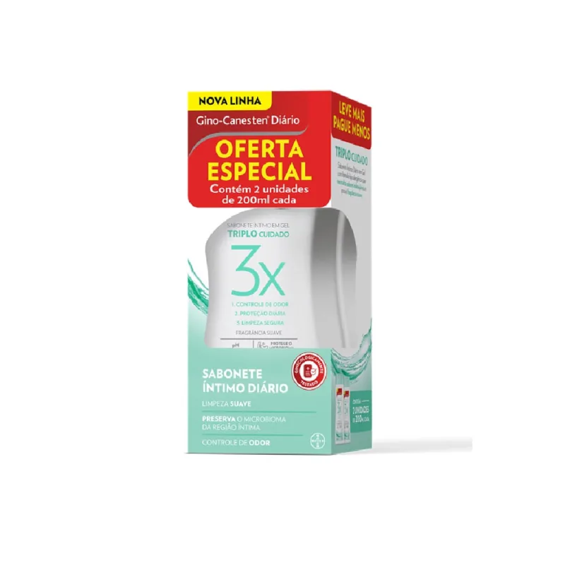 Sabonete Íntimo Gino-Canesten Diário Triplo Cuidado 2 Unidades 200ml Cada - Gino-Canesten - Higiene Pessoal