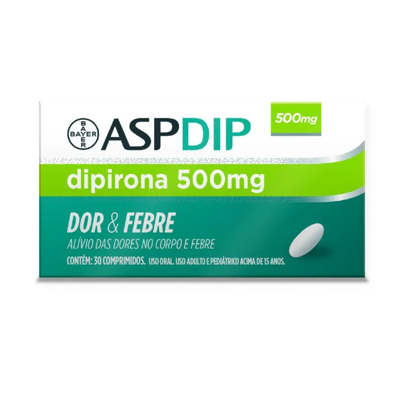 Dipirona AspDip 500mg 30 Comprimidos - Aspirina - Medicamentos E Saúde