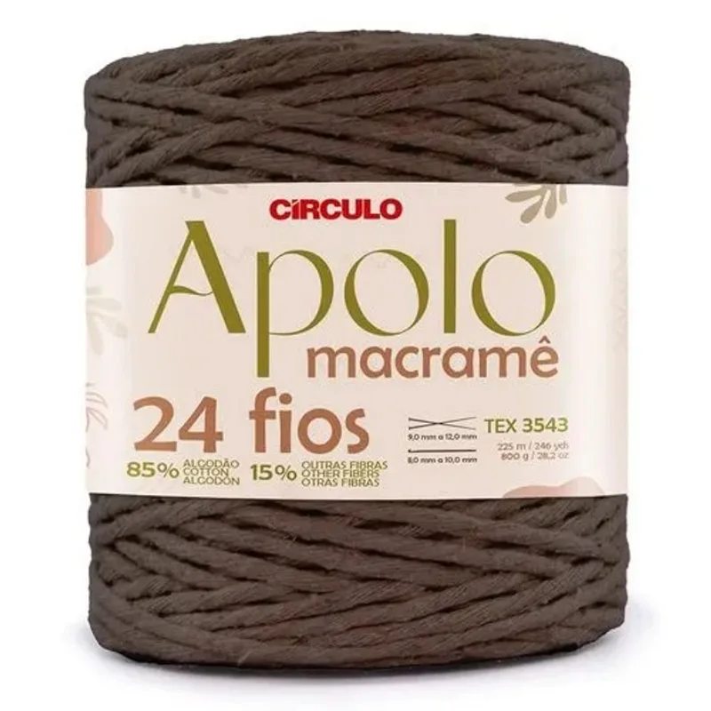 Linha Apolo Macrame 4/24 800gr 476803 Cor 20 Natural Tabaco