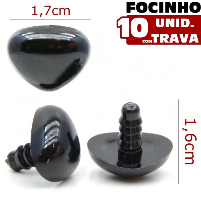 Focinho para Amigurumi Nº 12 Preto - 10 Unidades com Trava