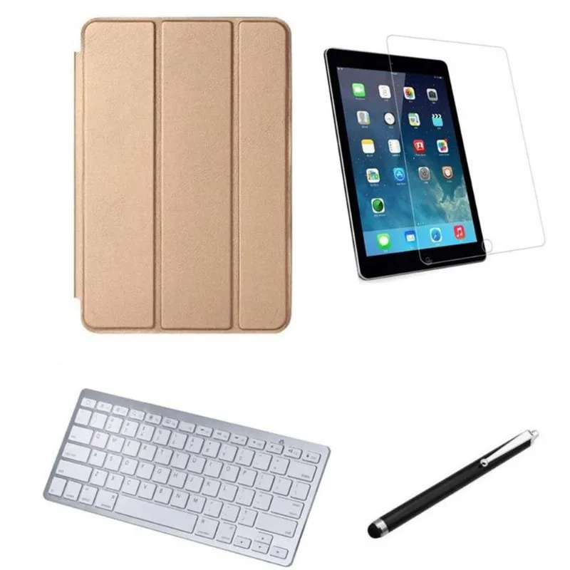 Kit Capa Smart Case iPad 8a Geração 10.2 /Can/Pel e Teclado Branco - Dourado