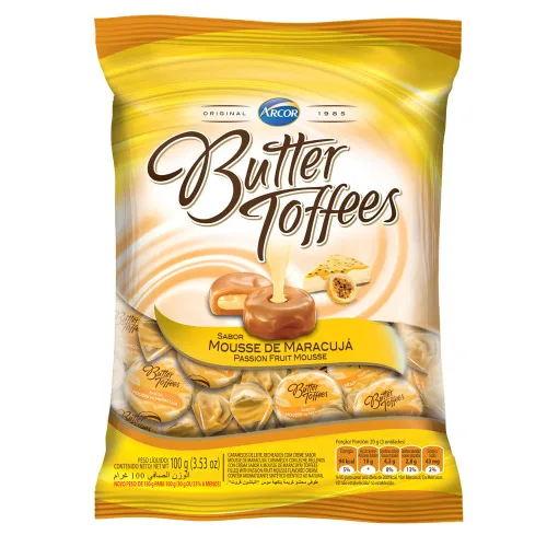 Bala Arcor Butter Toffe 100g Maracuja - ARCOR - Mercearia