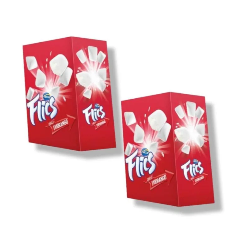 Chiclete Flics Morango Arcor c/ 12Unid - 2 Caixas