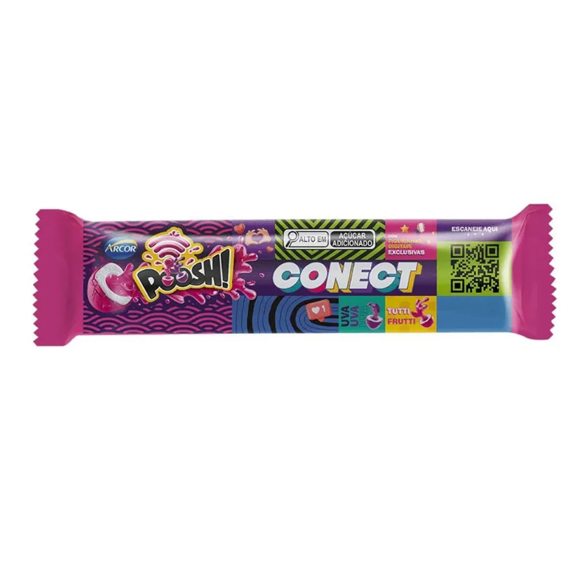 Chiclete Poosh Conect Arcor Tutti Frutti e Uva 20g
