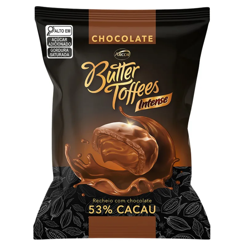 Bala Chocolate Recheio Chocolate 53% Cacau Butter Toffees Intense Pacote 90g - TOFFEES - Mercearia