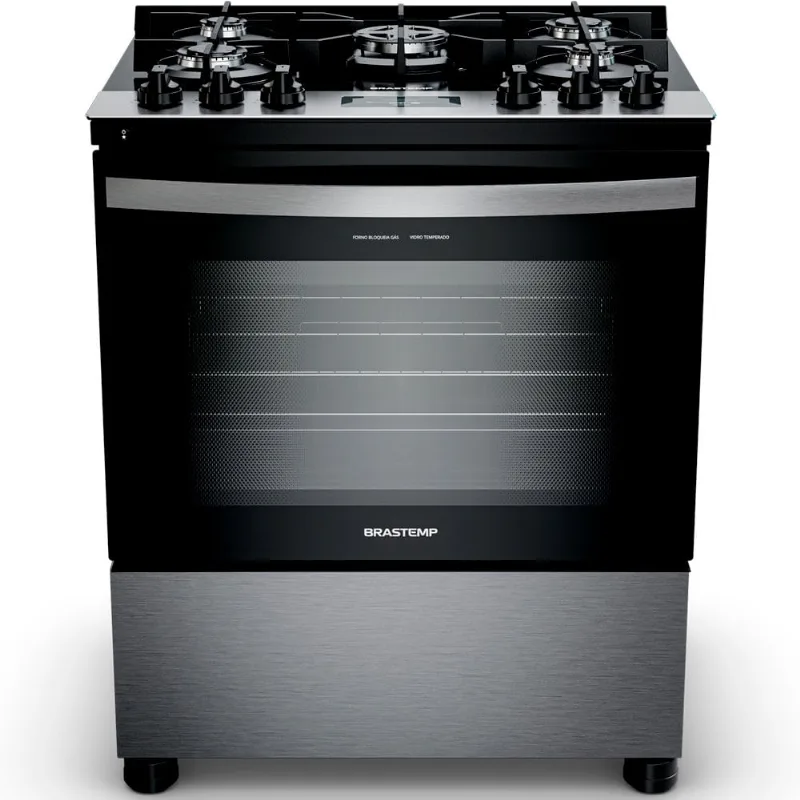 Fogão 5 Bocas Brastemp Turbo Chama Time Inox BFS5XARUNA