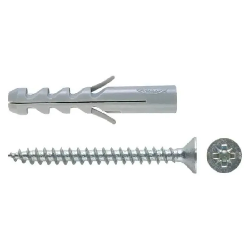 Bucha Nylon sem Anel com Parafuso Cabeça Chata Fischer Bucha Nylon sem Anel com Parafuso Cabeca Chata 6x30mm 100 peças