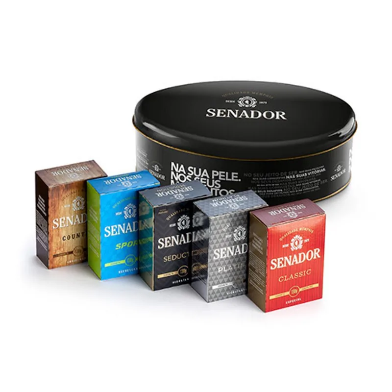 Kit Sabonete Senador 130g 5 Unidades + Lata